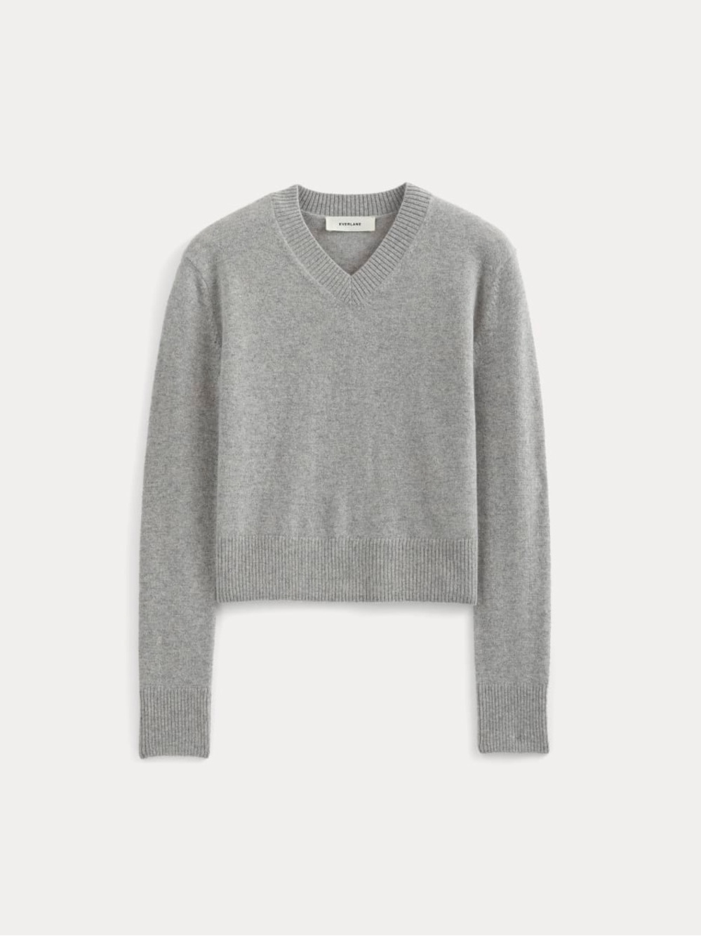 Everlane Soft Gray V-Neck Knit Sweater